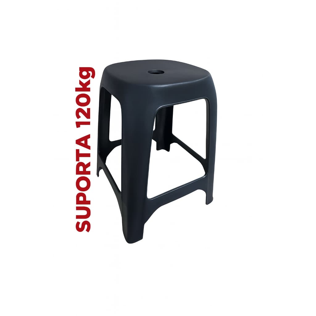 Banquetas Bancos Plastica Reforçada Preta Suporta 120kg
