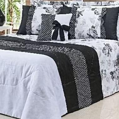 Kit Cobre Leito Edredom Estampado Casal Queen 7 Peças