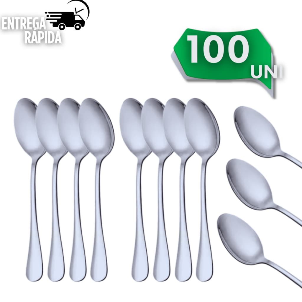 KIT 100 COLHERES DE SOPA AÇO INOX MESA COZINHA CASA ELEGANTE DURAVEL RESISTENTE