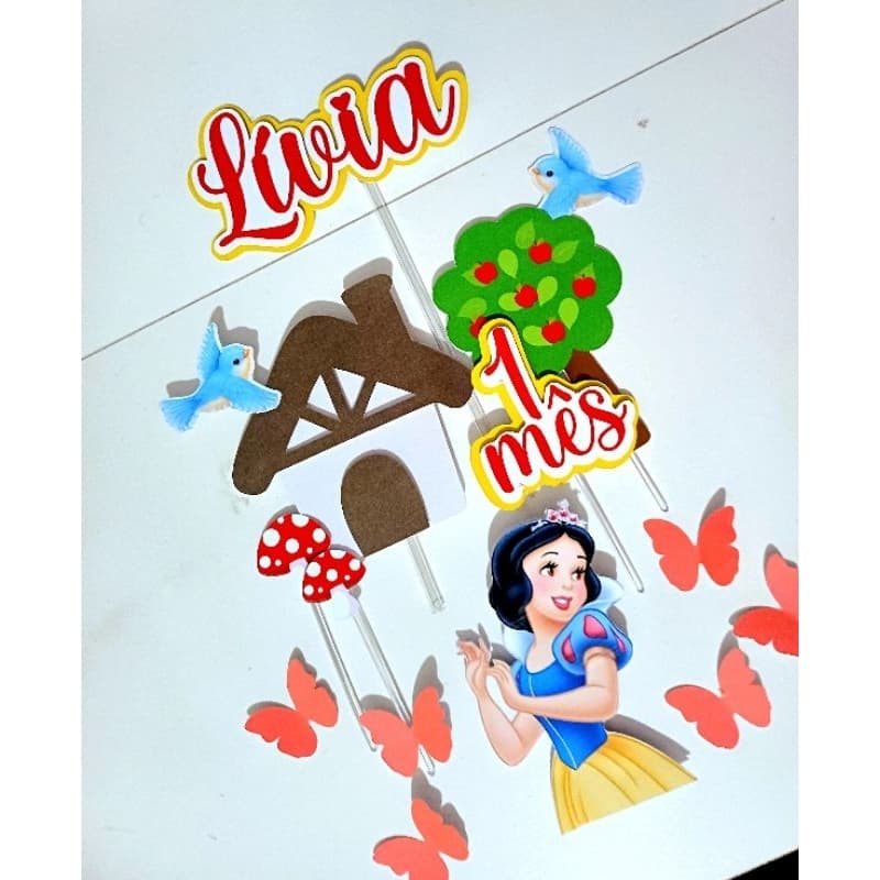 Topo de Bolo Branca de Neve - Topper Branca de Neve - Personalizado Branca de Neve