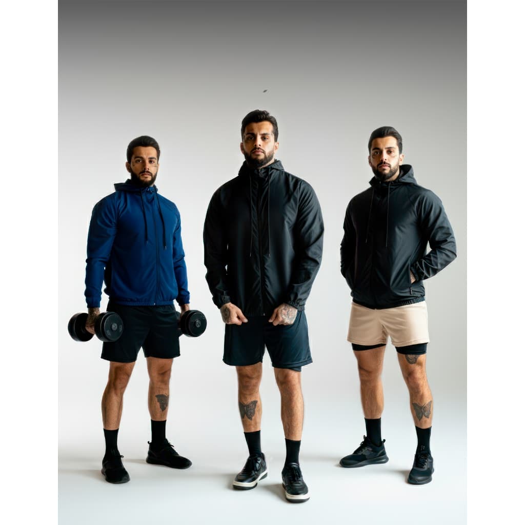 Kit Corta Vento Repele Líquido + Shorts 2 em 1 Masculino Treino Academia