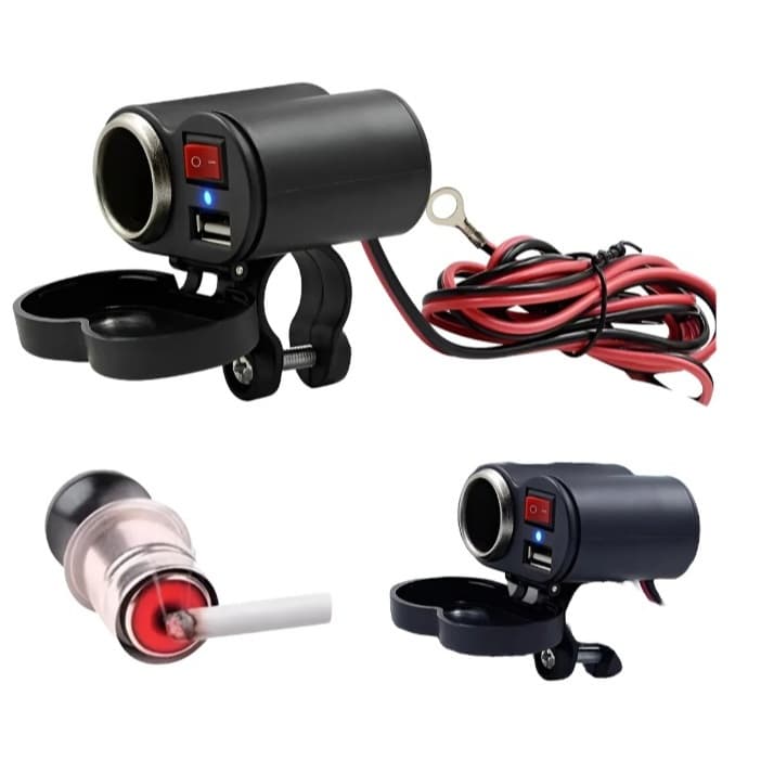 Carregador Usb Moto Celular + Tomada 12v Acendedor Cigarro