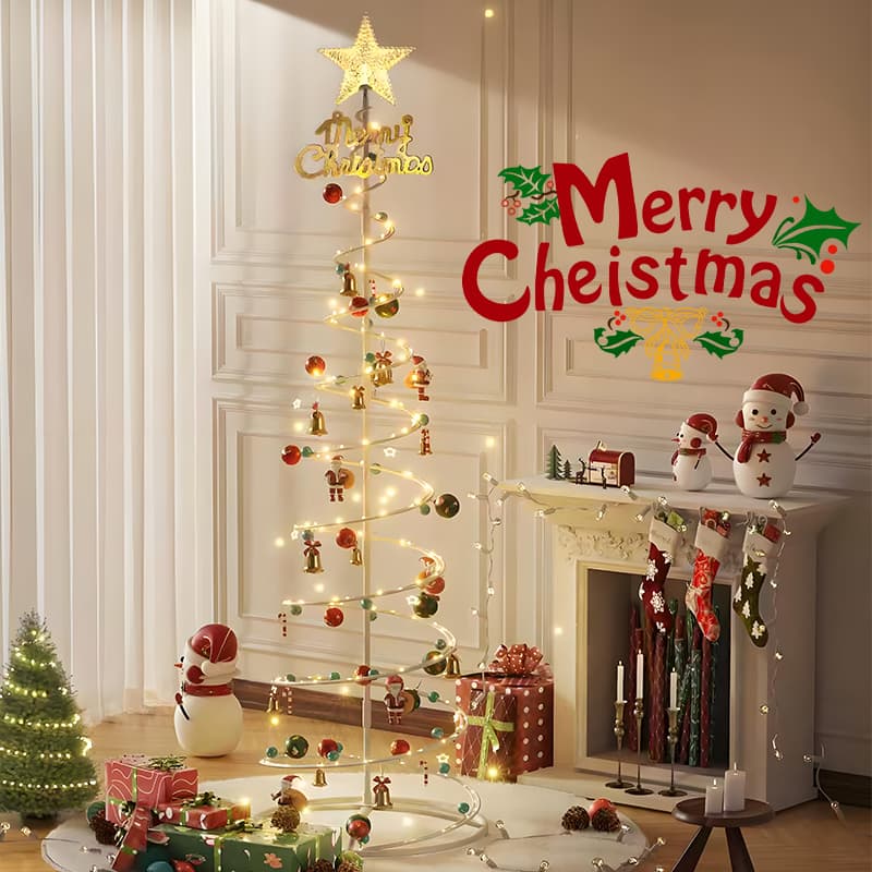 Luzes LED Natal 1,80m | Kit com Árvore, Papai Noel, Bengala e Enfeites -N10