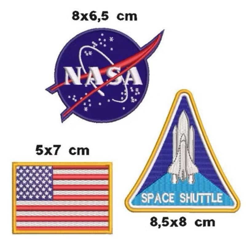 Kit C/ 3 Pçs de Patch Bordado Nasa/USA/ Space