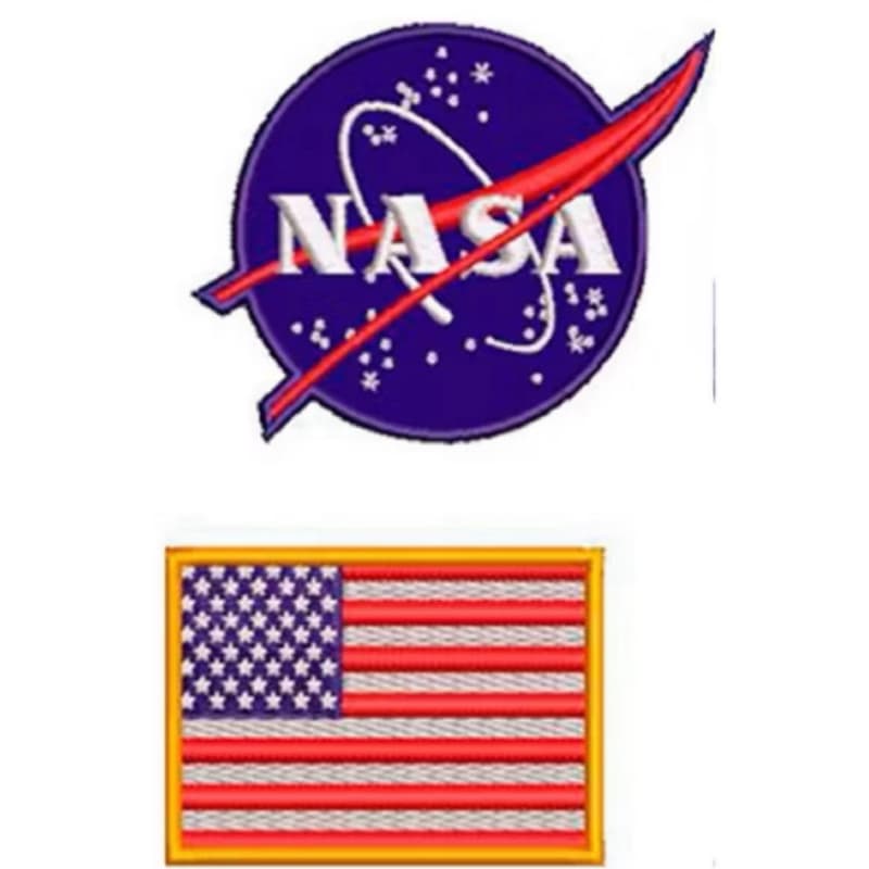 Patch Bordado Aplique Termocolante NASA E Bandeira USA