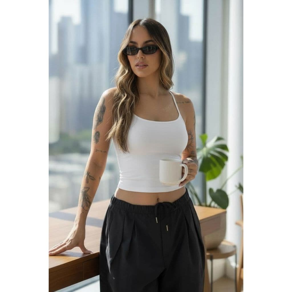 Regata Cropped Tube de Alcinha Básica Lisa Feminina Verão e Calor