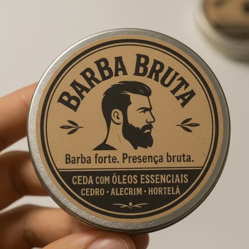 Cera Modeladora para Barba e Bigode BARBA BRUTA 20g Com Óleos Essenciais Naturais de Cedro
