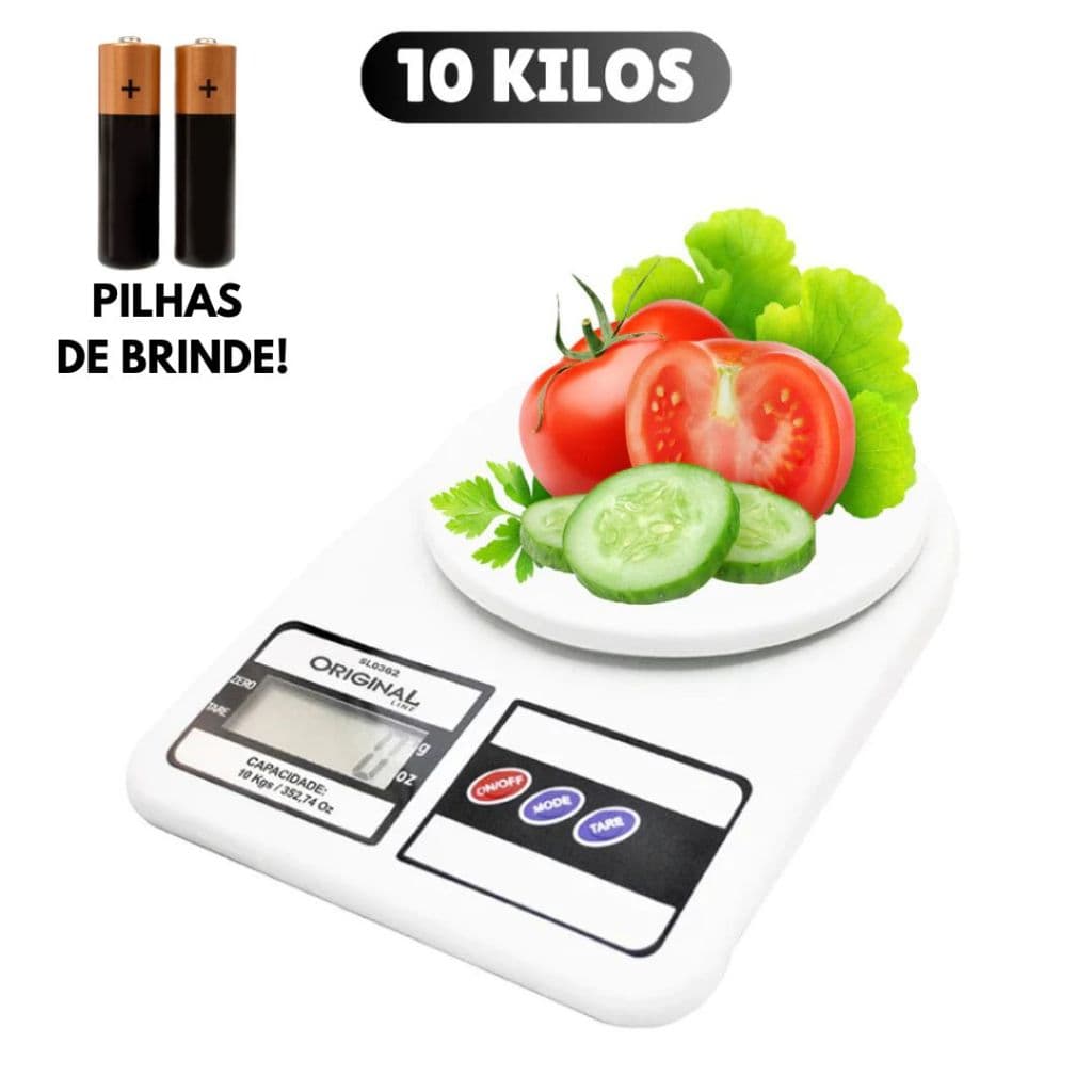 Balança de Cozinha 10kg Digital Alta Precisão C/ 2 Pilhas