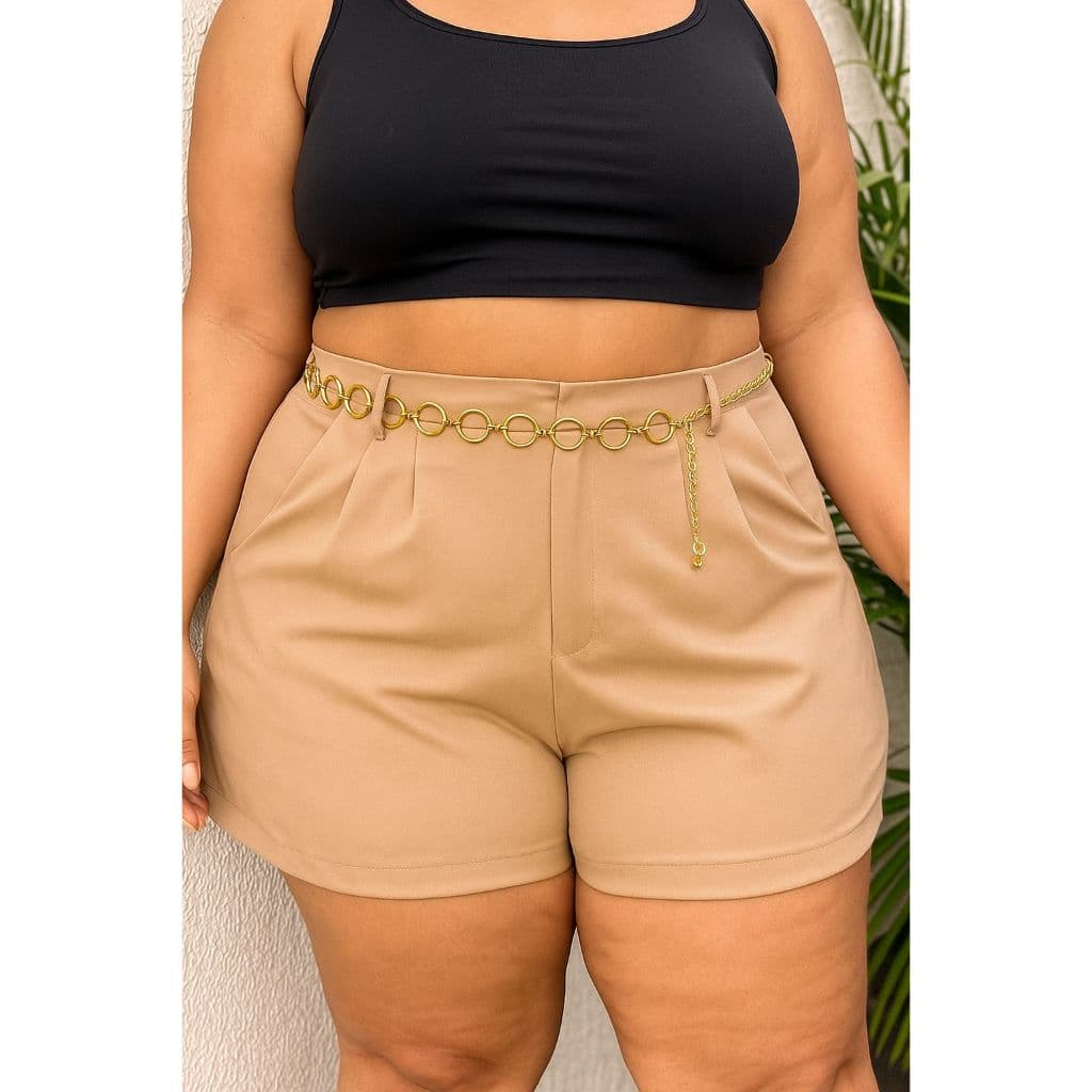 Short Feminino Plus Size De Alfaiataria Com Cinto De Brinde Cortesia Moda Feminina Verao Plus Cinto De Argola Com Shorts