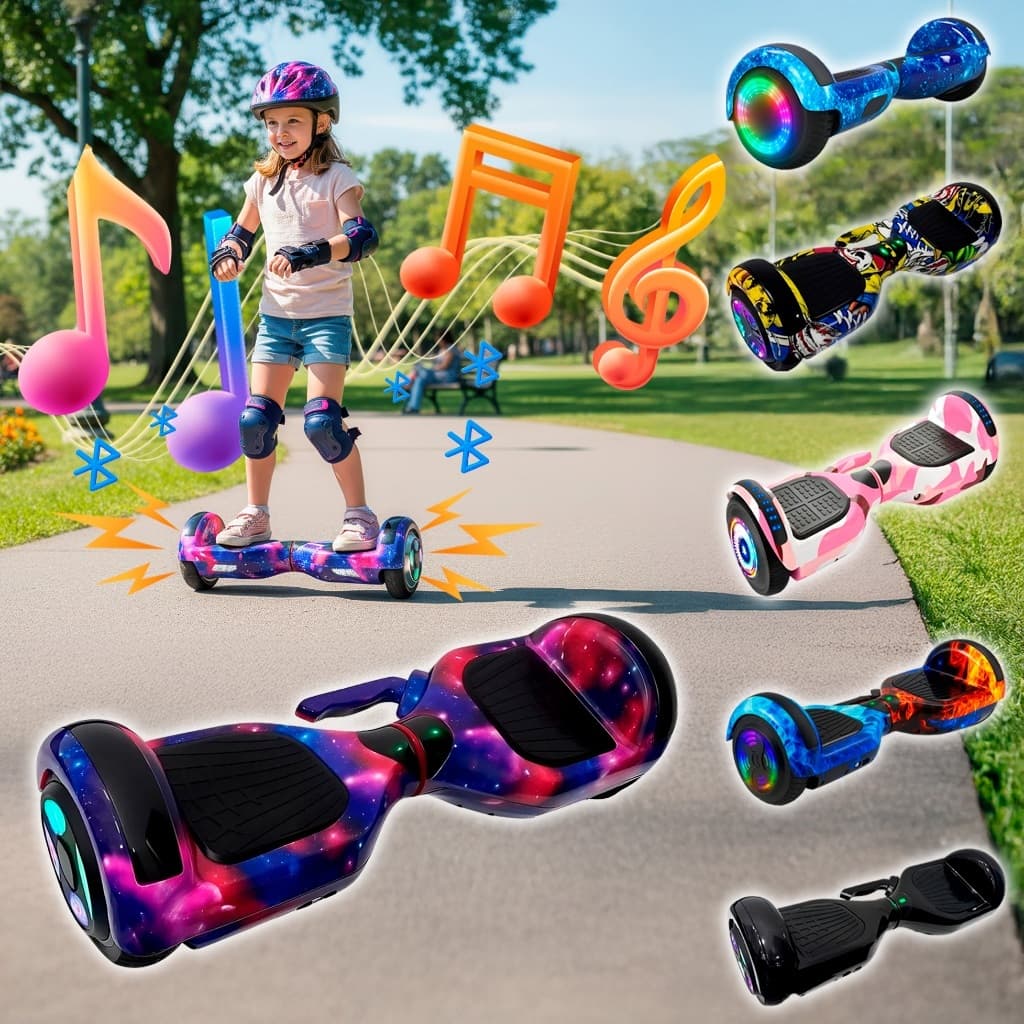 Hoverboard Overboard 6.5 pol. Skate Elétrico com Bluetooth LED e Caixa de Som e Alça de Transporte Varias Cores P10