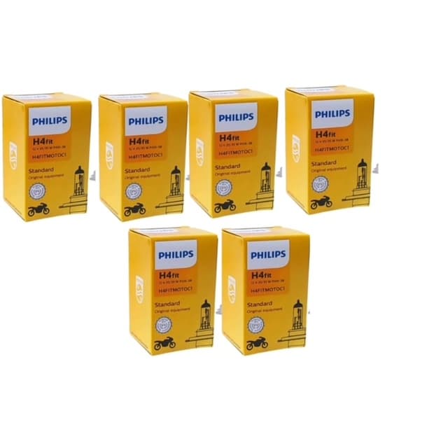 LAMPADA DO FAROL PHILIPS H4 12V 35/35W P43T-38 FIT COMBO 6 UNIDADES