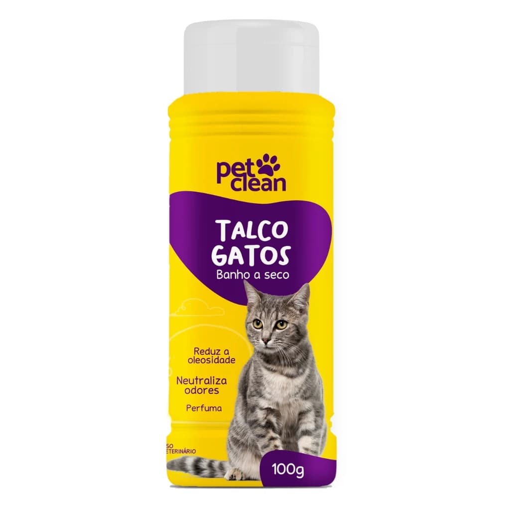 Talco Banho a Seco Gato Pet Clean 100g para Gato