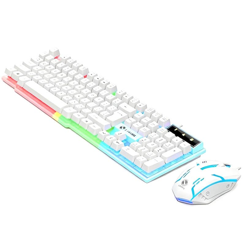 Kit teclado e mouse gamer com fio USB, retroiluminado com sete cores，Compatível com notebook e PC