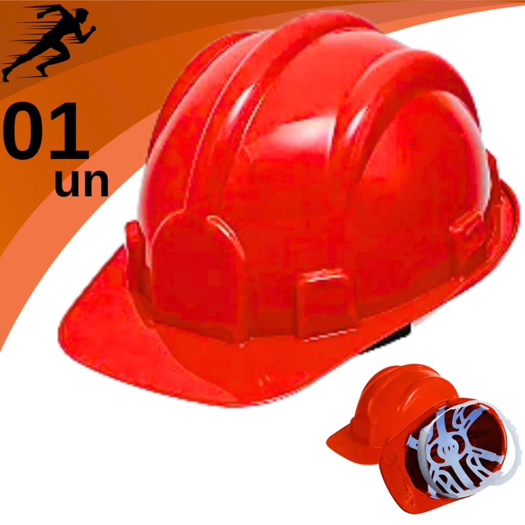 Capacete De Segurança Vermelho Com Carneira Para Obra Construção Engenheiro Pedreiro Proteção Epi