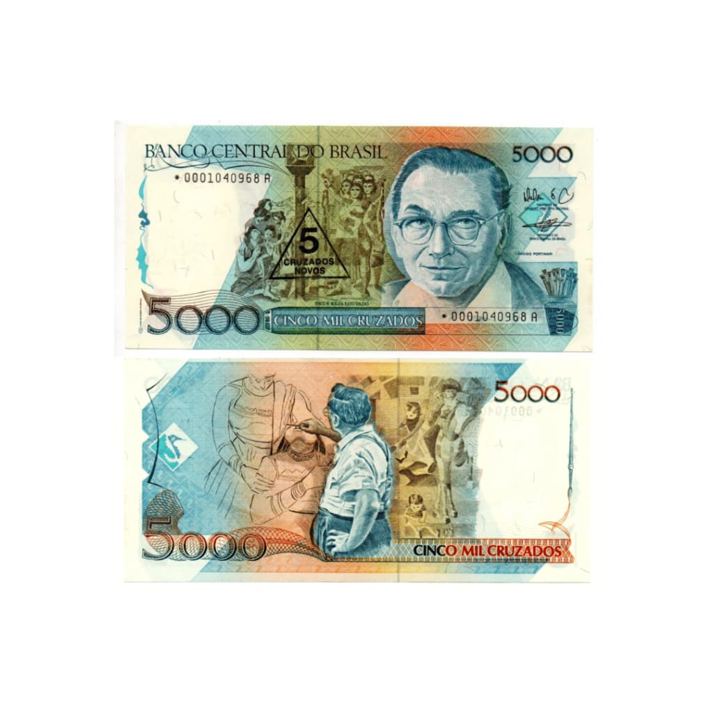 CÉDULA 5 Mil Cruzados Novos (PERFEITO ESTADO DE CONSERVAÇÃO) - Data: 1989
