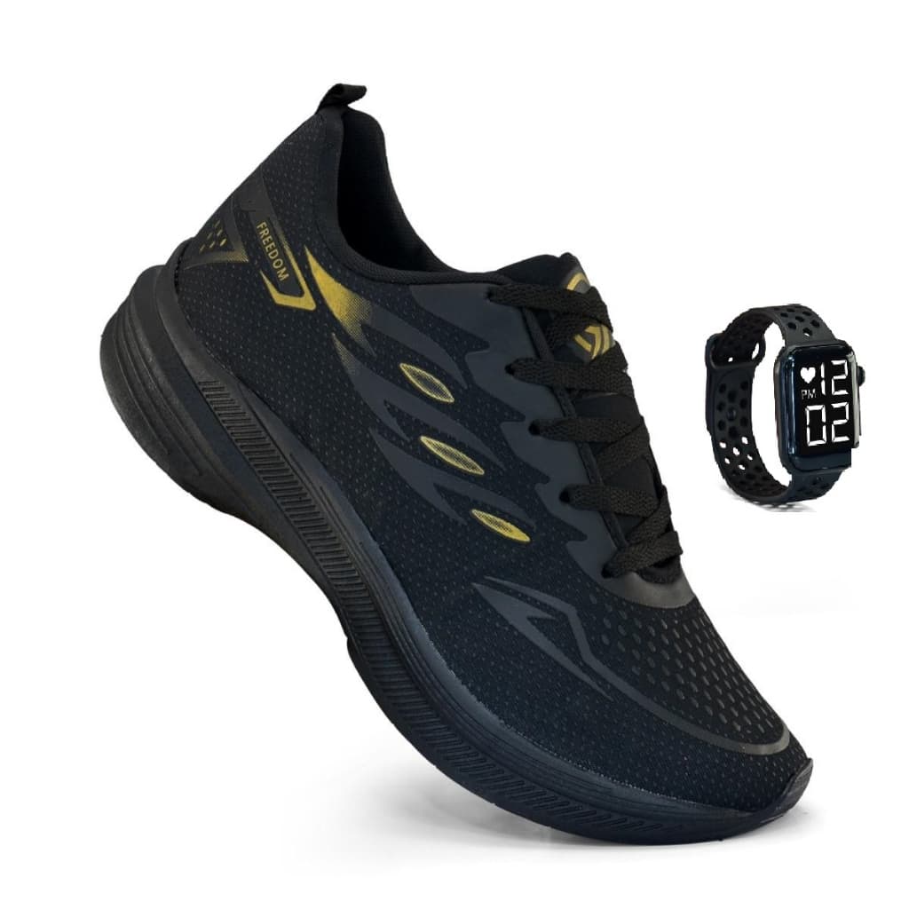 Tenis Masculino + Relogio Esportivo Versatil Caminhada Treino Corrida Lançamento Promoção