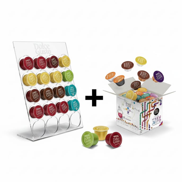 Kit Suporte Porta Cápsulas Dolce Gusto + 20 Cápsulas Café Escolha Seus Sabores Personalizado