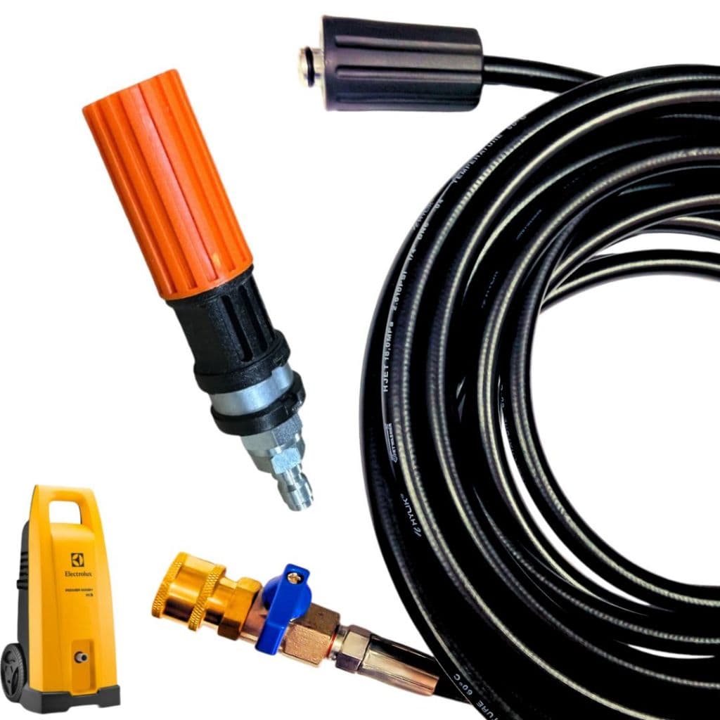 Mangueira Trama de Nylon Com Registro e Bico Variador Para Lavadoras de Alta Pressão Electolux Ews30