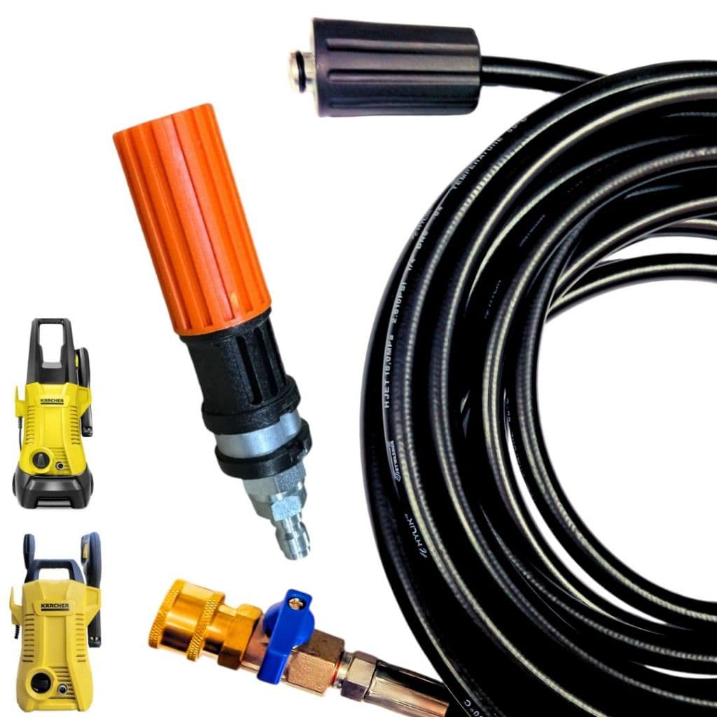 Mangueira Nylon Com Registro + Bico Variador Laranja 1.00mm Para Lavadoras Karcher