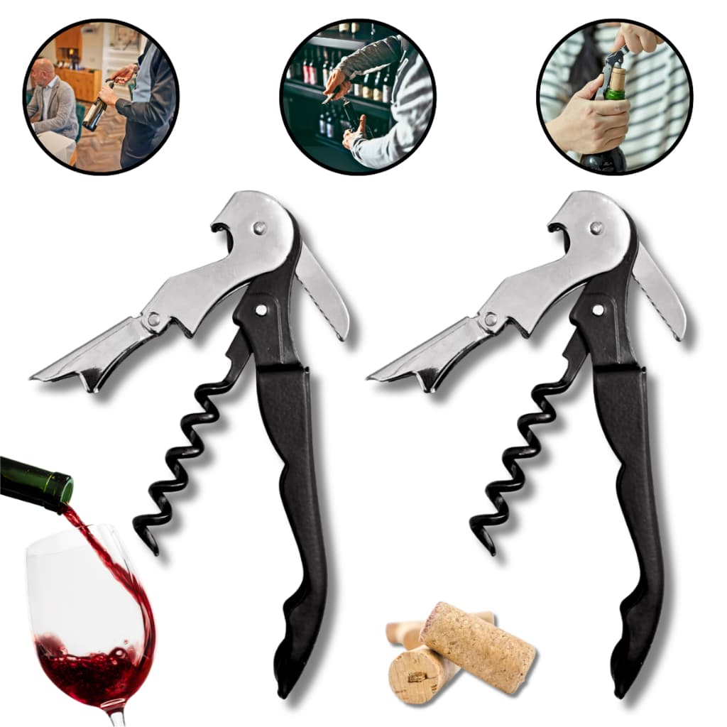 1 Ou 2 Abridores Para Garrafa De Vinho Saca Rolha 2 Estágios Reforçado Inox Profissional