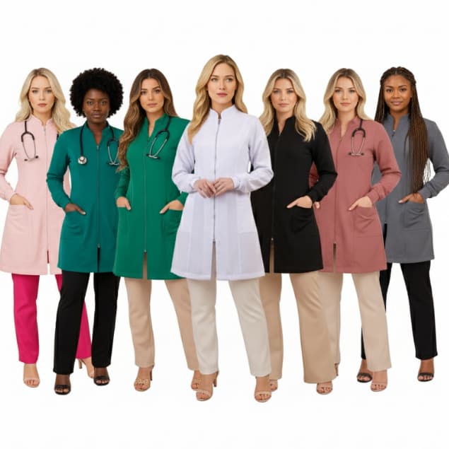 Jaleco Feminino Acinturado zíper cores