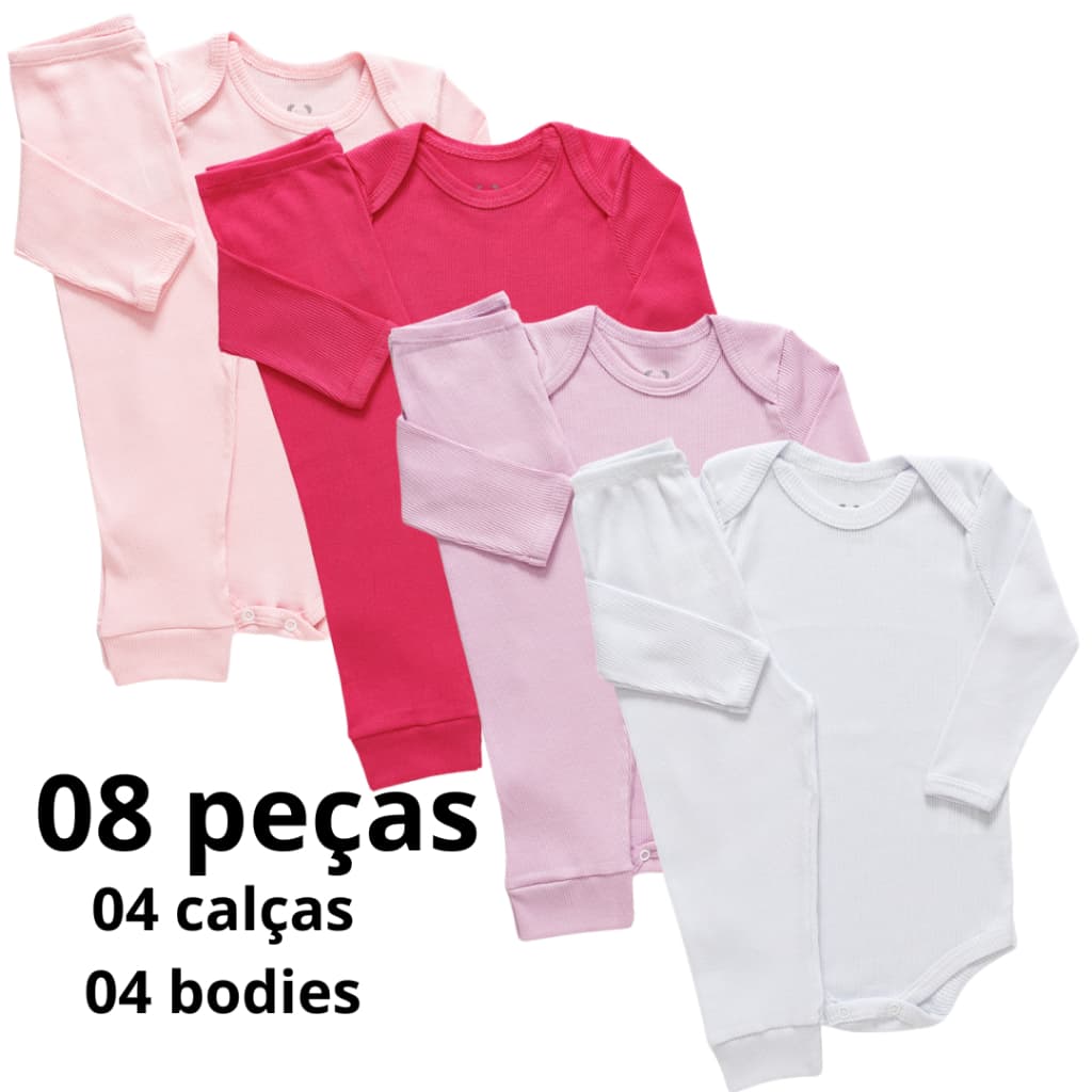 Kit 8 Peças Canelados Bebê Menino e Menina Pagão