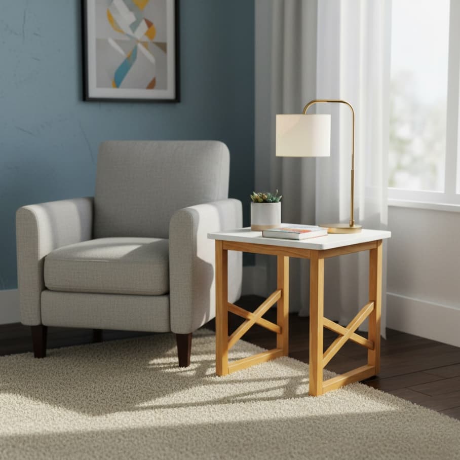 Mesa Centro Sala decoração 45cm Apoio Sofá mesinha Madeira