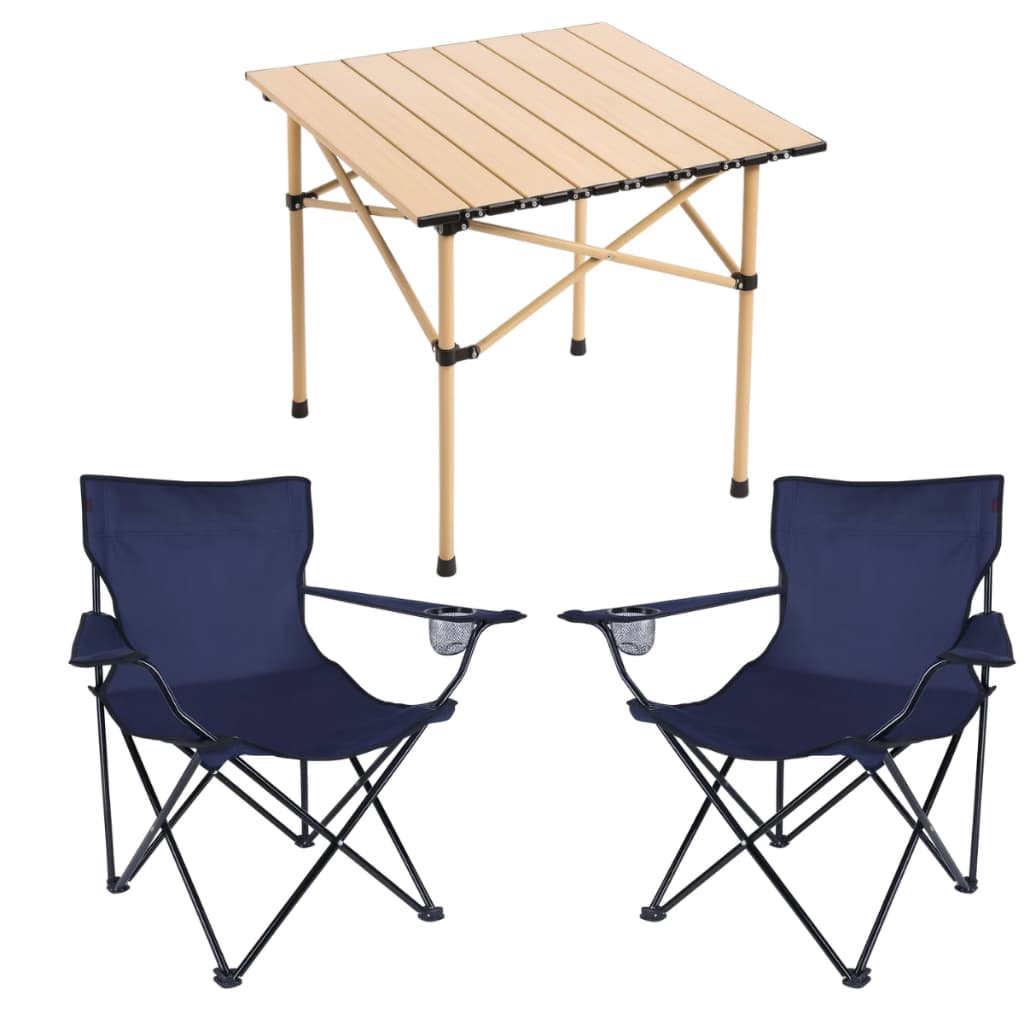 Conjunto Mesa Dobrável Com 2 Cadeiras Lazer Pesca Camping