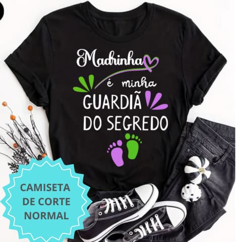 Camiseta "Guardiã do Segredo" VERDE/LILÁS PRETA ROSA/AZUL | Algodão  Gola Redonda sem Dobra Na Manga
