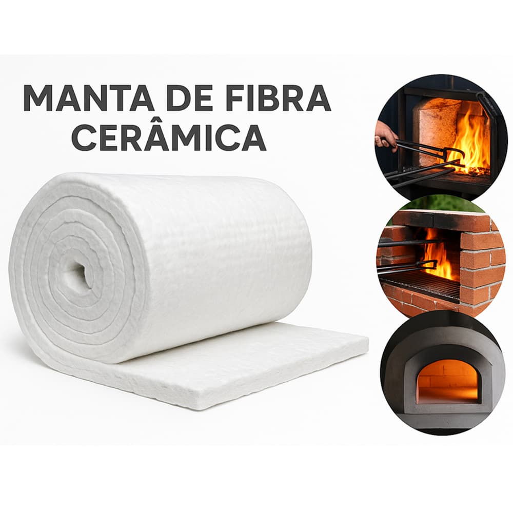 Manta Fibra Cerâmica Isolamento Térmico Acústico 700x610x25mm