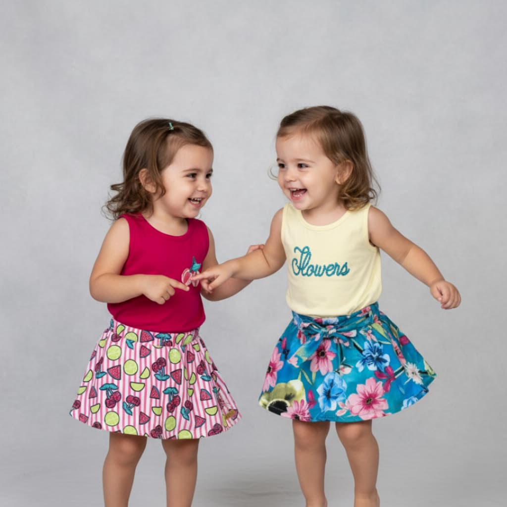Conjunto Regata e Saia Short Infantil Menina Estampas Variadas Abrange