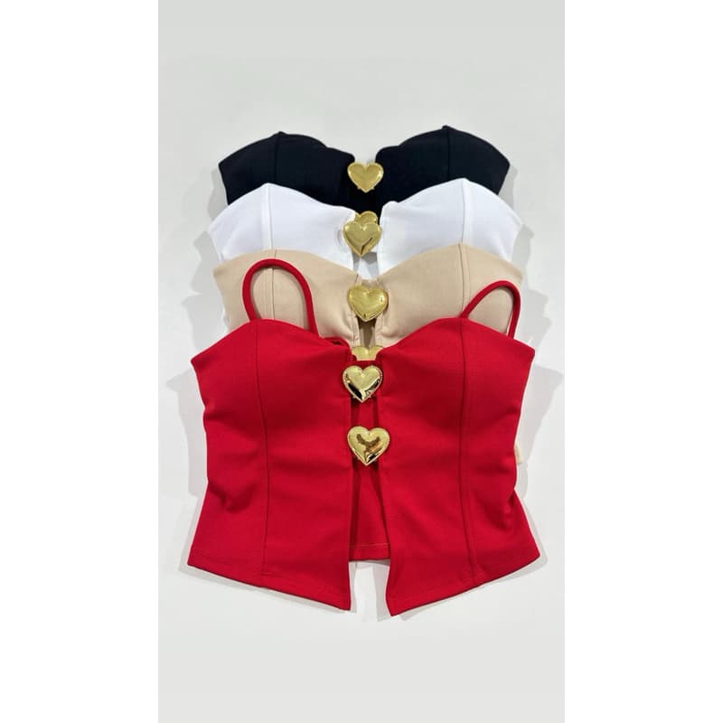 Blusa feminina cropped alça fina e bojo.