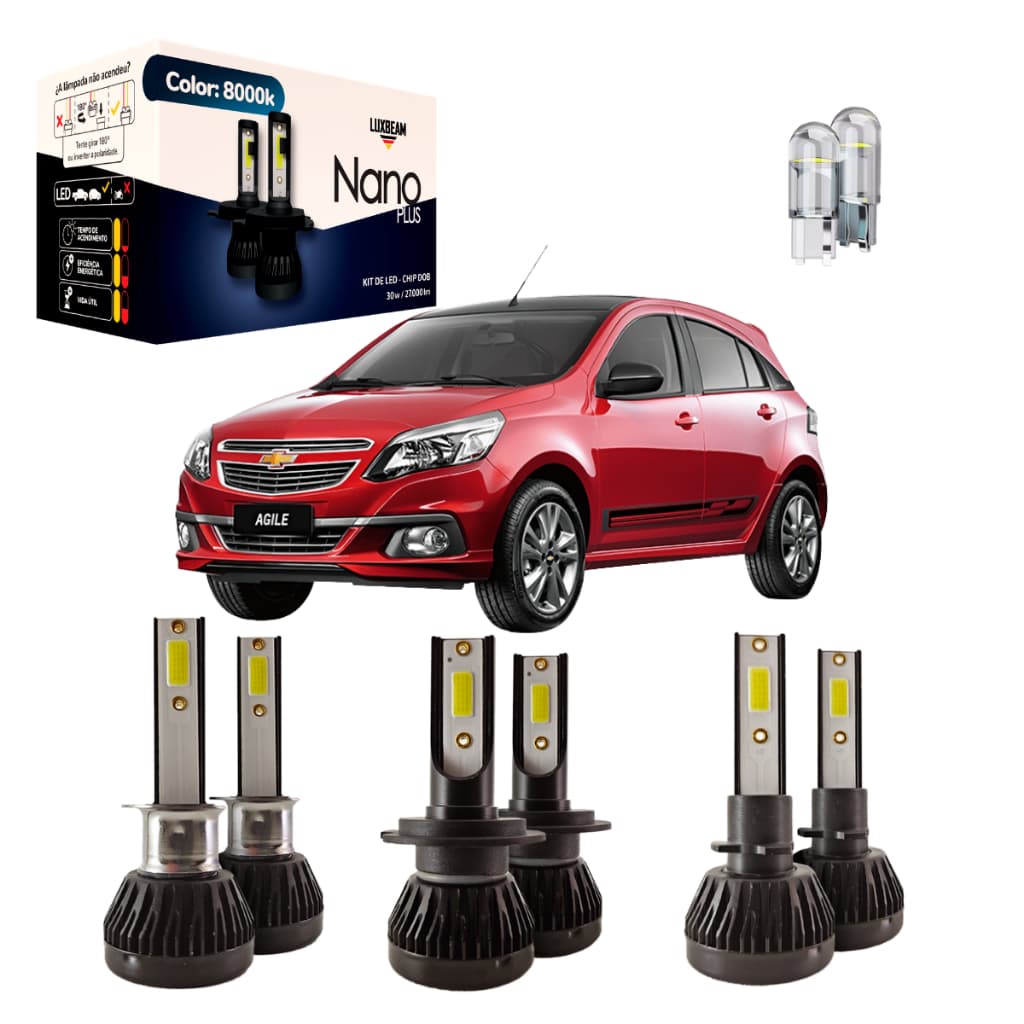 Kit Super Led Plus Agile 2012 A 2016 30w 8000k Luxbeam Lâmpada Farol Alto Baixo Milha