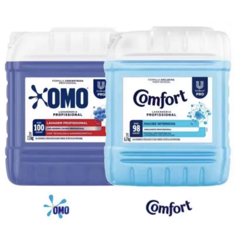 Sabão Liquido OMO Pro Lavanderia Profissional 7L + Amaciante Pro Comfort 7L