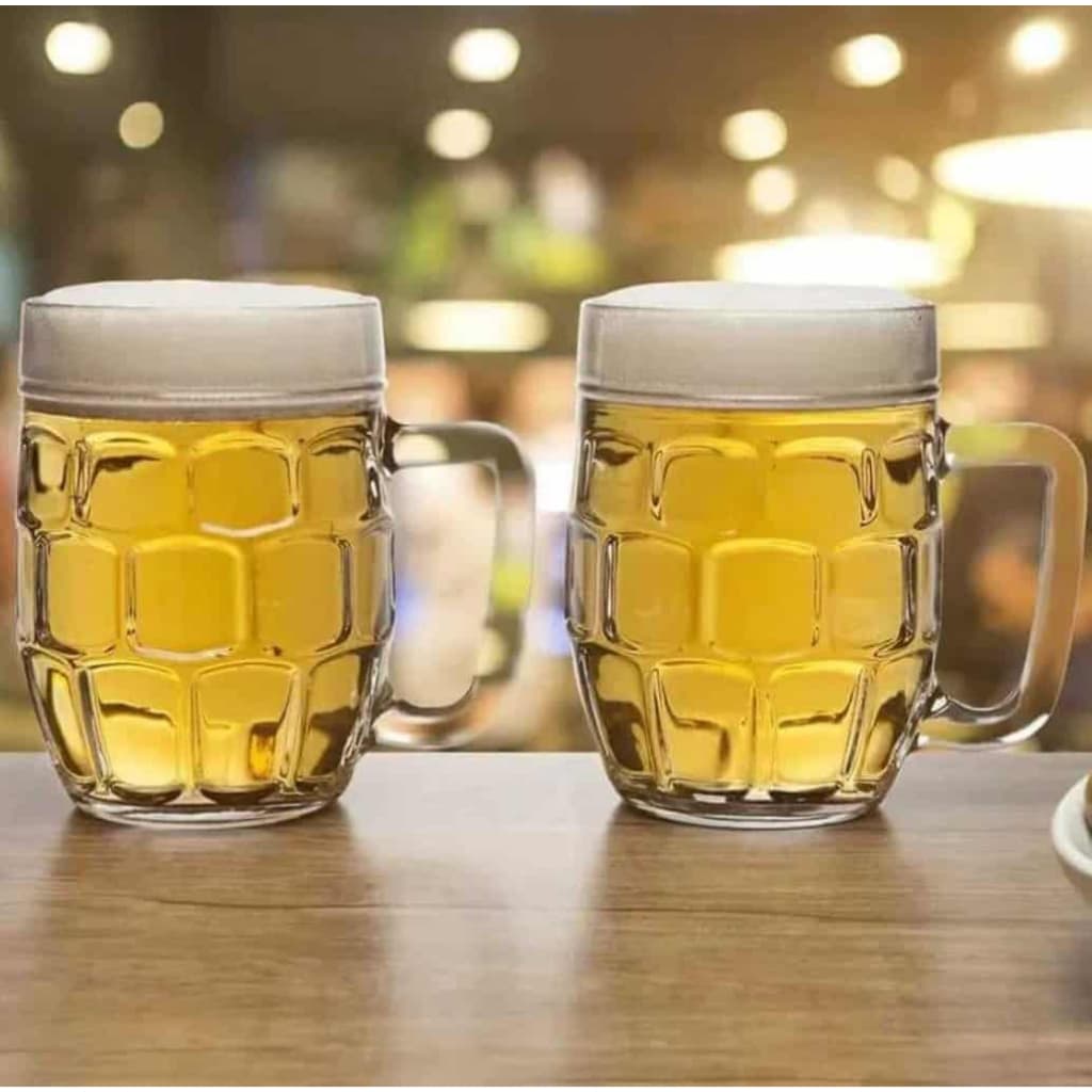 Jogo Canecas de Vidro Happy Hour 260ml com 2 unid – Ideal para Chopes e Cervejas Artesanais