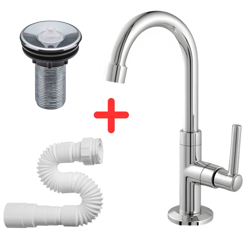 Kit Torneira Lavatorio Lavabo Pia Banheiro ABS + Sifão 72cm + Válvula 7/8 Cromada