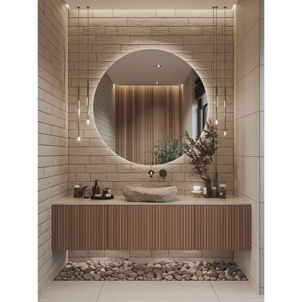 Espelho LED c/ FONTE 60cm Redondo, Moderno, Luxo | Banheiro, Quarto, Sala, Maquiagem Facil Instalação - ENVIO FULL