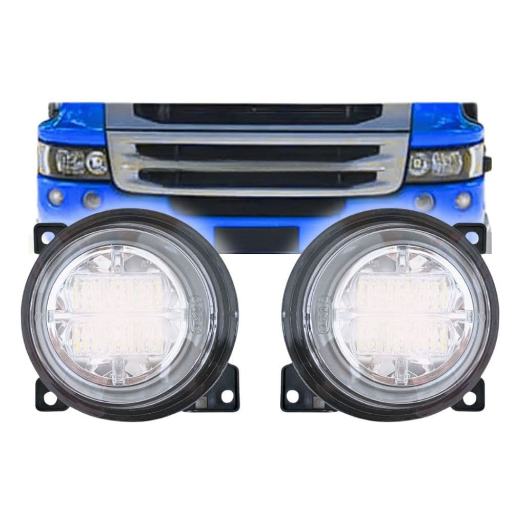Par Farol Auxiliar Neblina Para Scania Serie 5 Full Led Farol Neblina Scania S5 Led Plug e Play