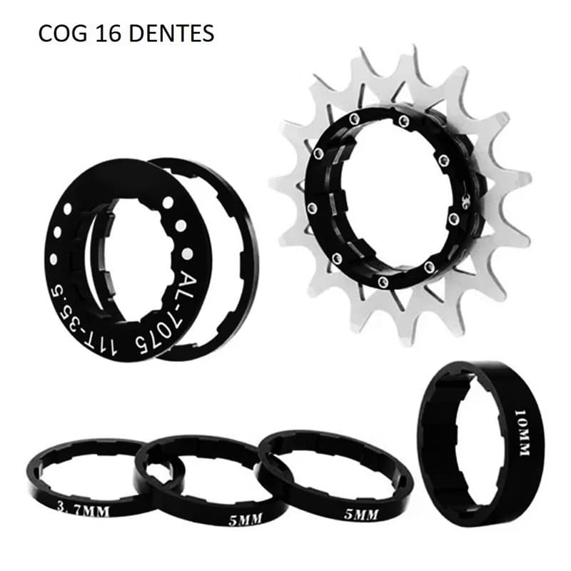 Kit Cog Single Speed Gta Tanke Vermelho Preto de 14 ou 16d Grau Freeride Compativel Gios hupi viking Absolut