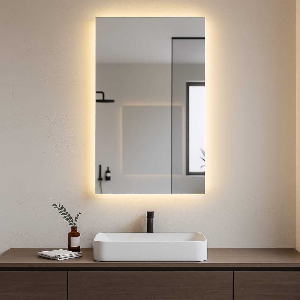 Espelho Retangular Grande Iluminado C/ Led Quente 100x60cm