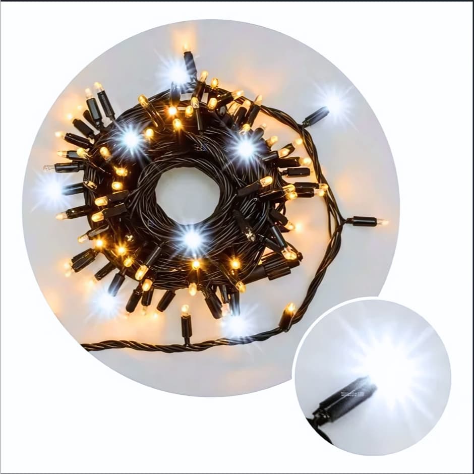 Cordão C/strobinho 100L 10m Branco quente C/Branco frio 80fixo 20pisca 110v ou 220v C/emenda