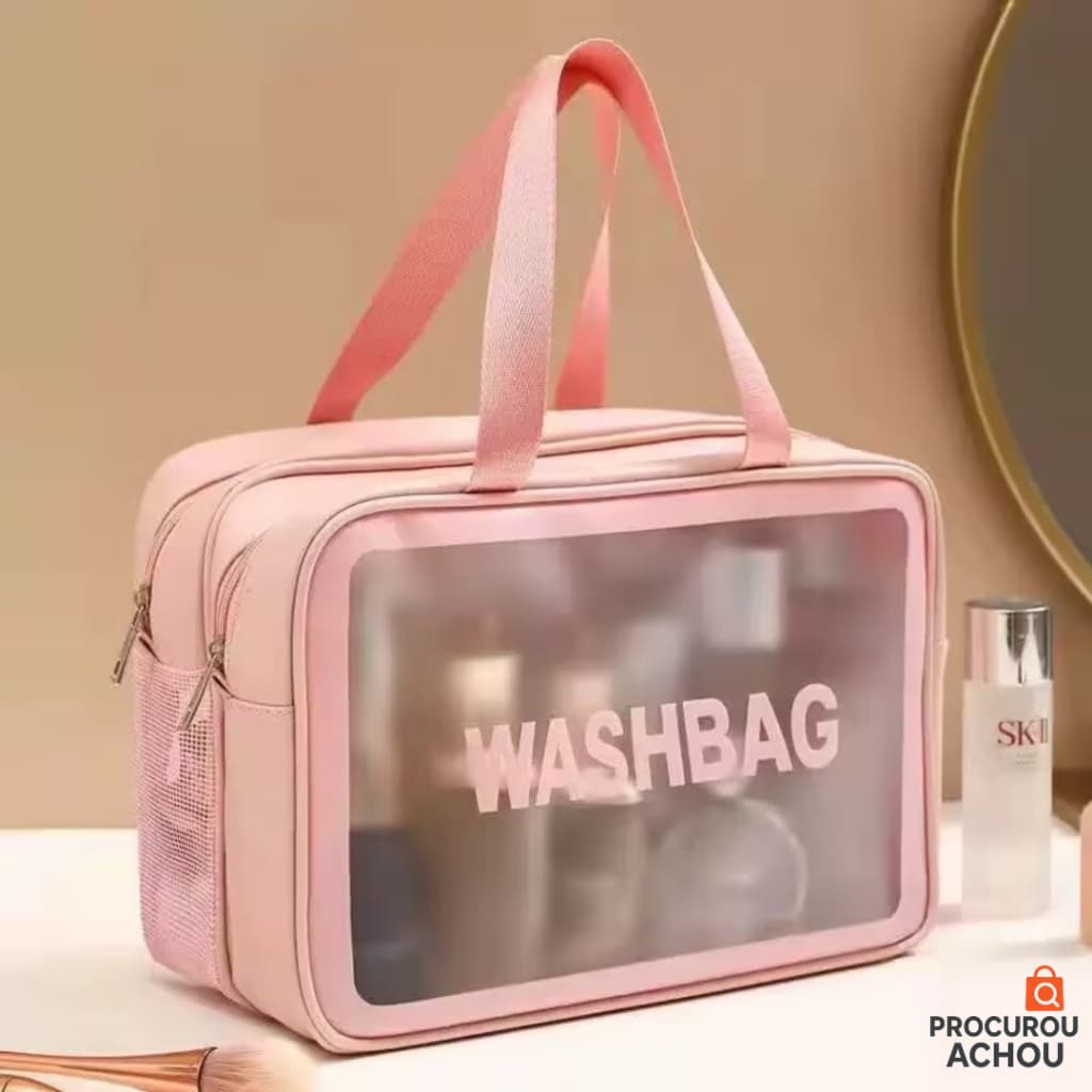 Bolsa Necessarie Transparente WashBag Impermeável Organizadora Com Alça
