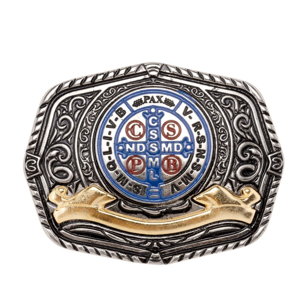 Fivela Para Cinto Country Religiosa Medalha São Bento Pampa’s Country Unissex
