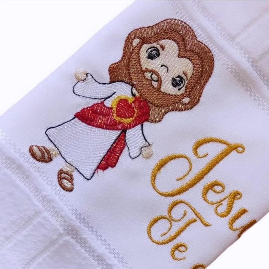 Toalha de Lavabo Bordada Personalizada - Jesus