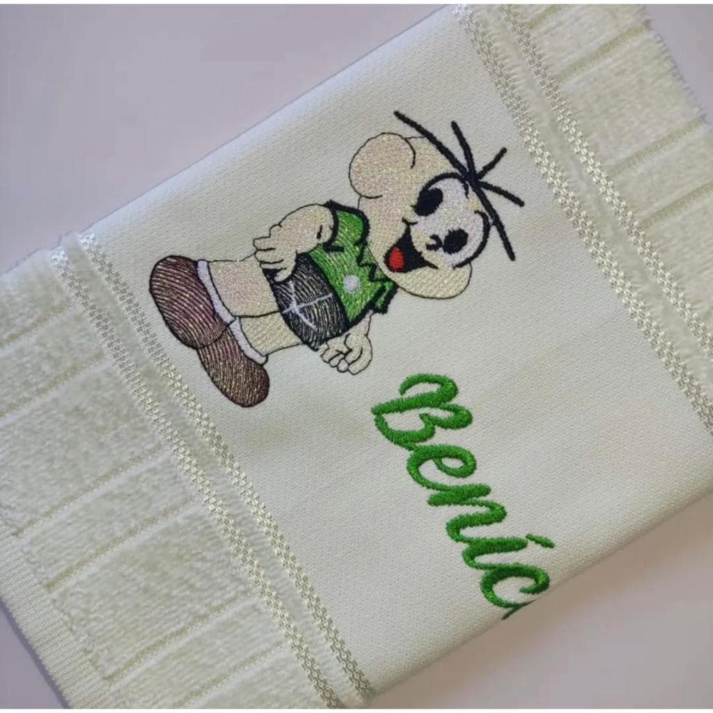 Toalha de Lavabo Bordada Personalizada - Cebolinha