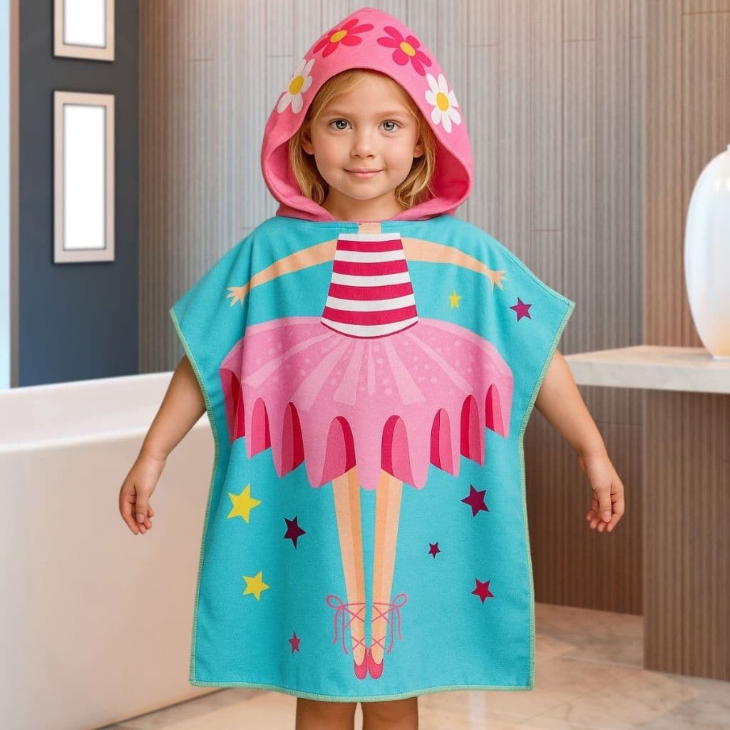 Toalha Banho Praia Infantil Criança Poncho Capuz Estampada Menina Menino Personagem Divertida