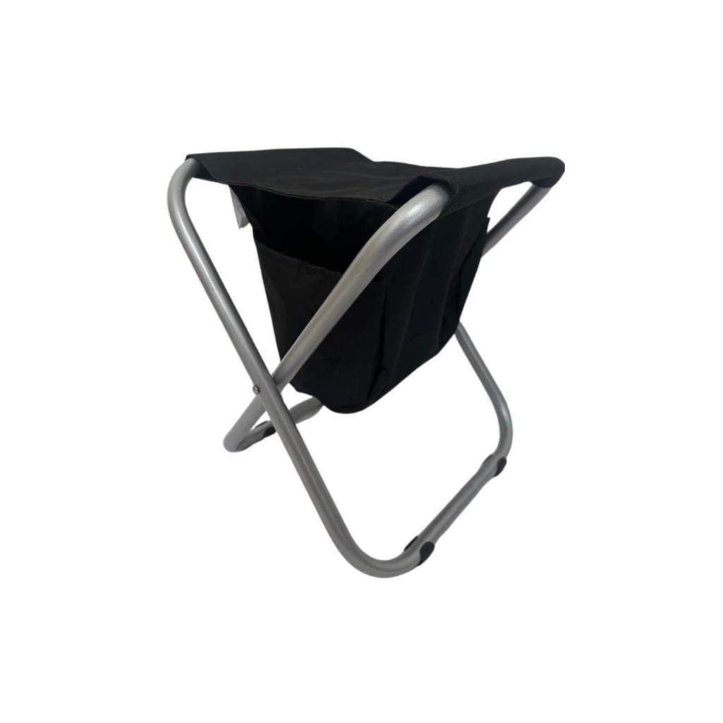 Banqueta Dobrável Lazer 90kg Com Bolso Camping Preta