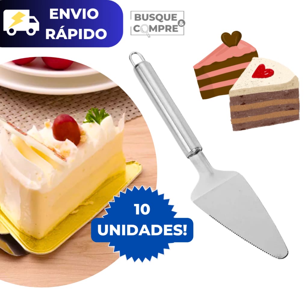 10 Espátulas para Cortar Bolo Torta Pães Pão com Serra em Aço Inox Multiuso Universal Resistente 27cm