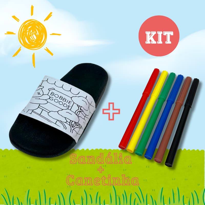 Kit Sandália E Canetinhas Para Colorir Perfeito Para Crianças Que Amam Desenhar E Pintar À Vontade