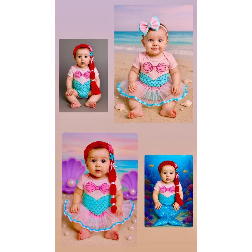 Body Sereia Bebe Body Temático para mesversario pequena sereia Body Ariel Body Mesversario Menina Roupa bebê Menina